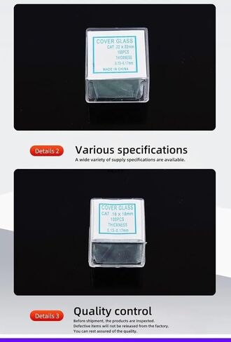 100 Cover Glass Slides per Box, Blank Biological Slides for Biological Sciences 18 * 18mm 20 * 20mm 22 * 22mm(24x32mm 10 Boxes) in Saudi Arabia