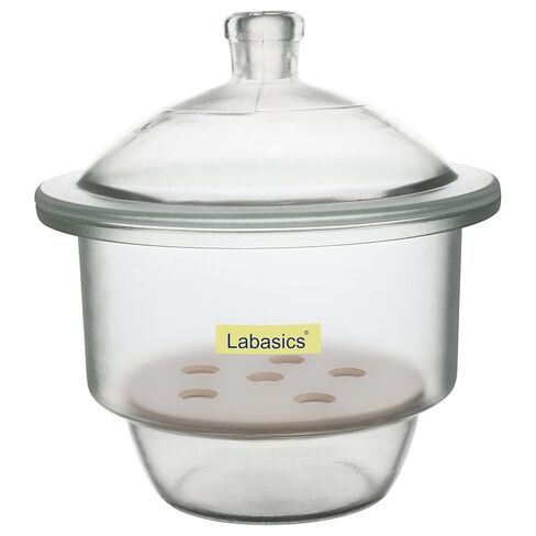 مجفف زجاجي من Labasics مع غطاء مقبض ولوحة بورسلين، تخزين جاف دائري بدون فراغ لعينات المختبر، المواد النشطة، 11.8 بوصة (300 مم) معرف. in Kuwait