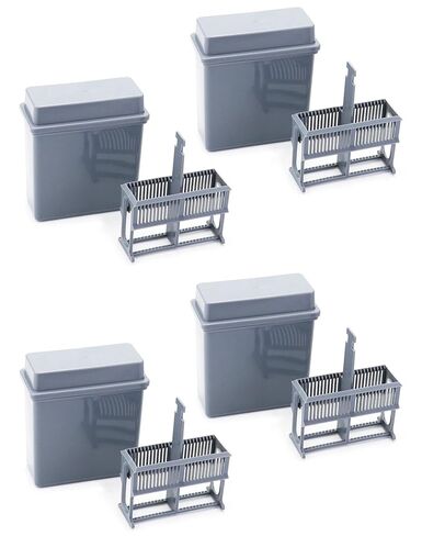QWORK Microscope Slides Staining Jar and Rack, 24-Slots, 4 Pack, Grey in Saudi Arabia