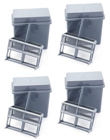 QWORK Microscope Slides Staining Jar and Rack, 24-Slots, 4 Pack, Grey in Saudi Arabia