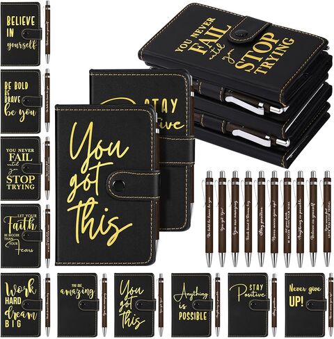 Set of 100 Employee Appreciation Gifts Inspirational Leather Journal Notebook with Motivational Ballpoint Pens Thank You Gift for Secretaries Coworker Volunteer Teacher Nurse in Saudi Arabia