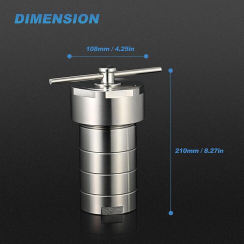 200ml Hydrothermal Autoclave Reactor, 304 Stainless Steel PTFE Lined Hydrothermal Synthesis Autoclave Reactor for Lab Hydrothermal Process Crystal Growth in Saudi Arabia