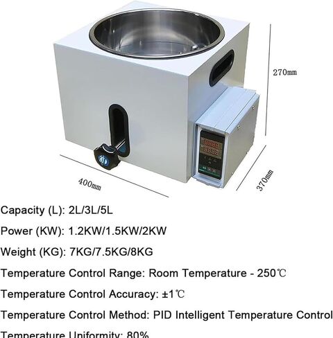 5L High-Temperature Circulating Oil Bath, 300℃/572℉ Digital Liquid Heater & Magnetic Stirrer, Stainless Steel Lab Equipment for Oil & Water Heating in Kuwait