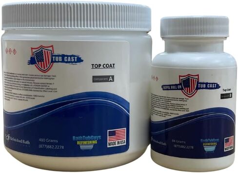 Refinished Bath Solutions Ekopel Roll On Tub Cast Top Coat Replacement Set (Part A + Part B, 2 Bottles) in Saudi Arabia