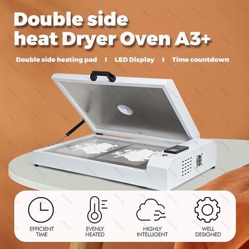New Upgrade DTF Oven,Double Side Heat Dryer Oven,Fast Curing Heater with LED Digital Controller, 0 to 140℃ Temperature Range,for DTF PET Film Baking in Saudi Arabia