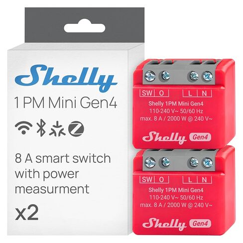 شيلي 1PM ميني Gen4 | Wi-Fi، Zigbee، Matter Smart Relay Switch مع قياس الطاقة، قناة واحدة 8A | أتمتة المنزل | متوافق مع Alexa وSmartThings وGoogle وApple HomeKit | تطبيق iOS Android (حزمتان) in Kuwait