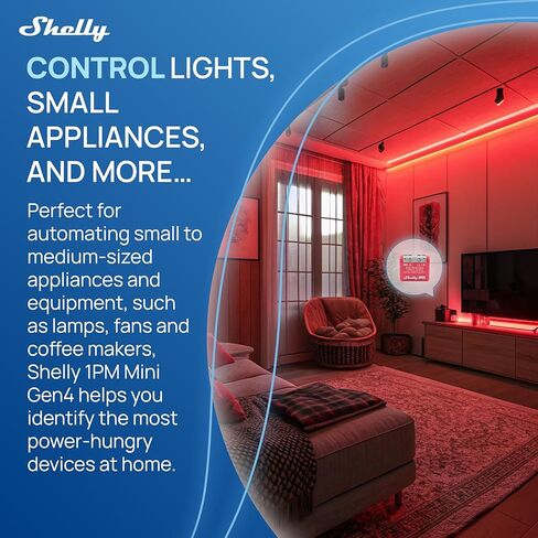 شيلي 1PM ميني Gen4 | Wi-Fi، Zigbee، Matter Smart Relay Switch مع قياس الطاقة، قناة واحدة 8A | أتمتة المنزل | متوافق مع Alexa وSmartThings وGoogle وApple HomeKit | تطبيق iOS Android (حزمتان) in Kuwait