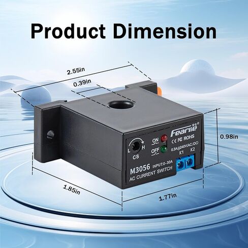 مفتاح التيار المصغر من نودهاوك، مفتاح الاستشعار الحالي، مع القضبان، مرحل مراقبة مستشعر أمبير مغلق عادة، تيار متردد 0-30 أمبير قابل للاكتشاف (M3056) in Kuwait