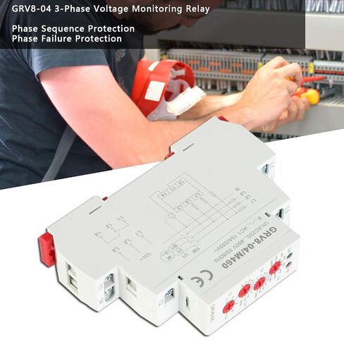 مرحل مراقبة الجهد، 3 مراحل GRV8-04 M460 فشل مرحلة تسلسل الطور مع مؤشرات LED، تركيب سكة DIN مقاس 35 مم in Kuwait