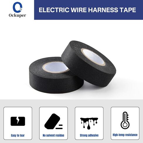 Ockuper Wire Harness Tape, 0.98＂x 49FT 5 Rolls, Wiring Loom Harness, Self-Adhesive Felt Cloth Electrical Tape for Automotive Engines, Harness Wrap Protection,Noise Dampening and Cable Protection,Black in Saudi Arabia