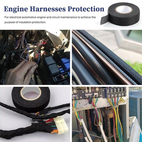 Ockuper Wire Harness Tape, 0.98＂x 49FT 5 Rolls, Wiring Loom Harness, Self-Adhesive Felt Cloth Electrical Tape for Automotive Engines, Harness Wrap Protection,Noise Dampening and Cable Protection,Black in Saudi Arabia
