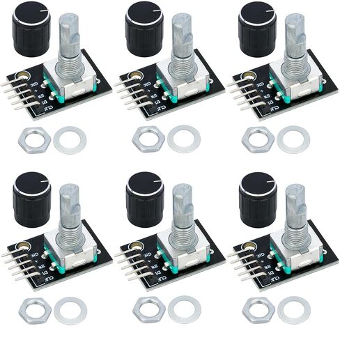 WWZMDiB 6 Pcs 360° Rotary Encoder Module with Push Button Knob Cap Compatible with for Arduino Raspberry Pi ESP32 STM in Saudi Arabia