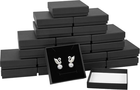 Small Jewelry Boxes, 3.5x3.5x1 Inch Jewelry Gift Boxes, Velvet Sponge Cardboard Gift Boxes for Jewelry Earrings Necklaces Bracelets(40 Pack Black) in Kuwait