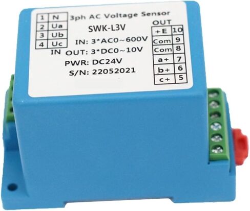 جهاز استشعار الجهد ToolRise ثلاثي الطور AC جهاز إرسال الجهد AC0-5V-600V كشف الجهد 4-20mA 0-5V 10V RS485 مخرج 3PH محول مستشعر الجهد (0-5V Output، AC0-380V_12VDC) in Kuwait