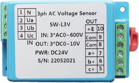 جهاز استشعار الجهد ToolRise ثلاثي الطور AC جهاز إرسال الجهد AC0-5V-600V كشف الجهد 4-20mA 0-5V 10V RS485 مخرج 3PH محول مستشعر الجهد (0-5V Output، AC0-380V_12VDC) in Kuwait