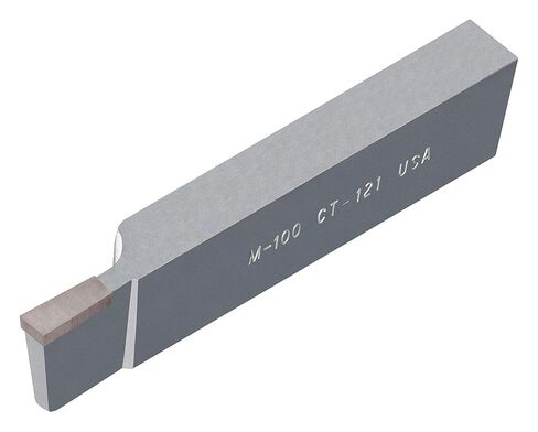 Micro 100 CT-121 Cut Off Tool - CT Style - Brazed, 1/4" Width, 3/4" Length, 1" Max Bore Depth, 1/2" Square Shank Width, 1" Square Shank Height, 5" OAL, Uncoated in Saudi Arabia