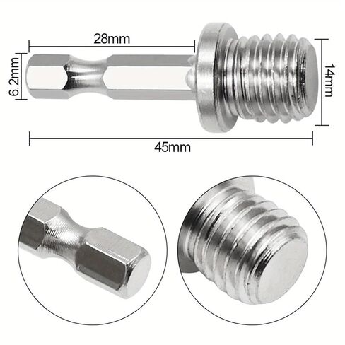 1/4" Hex Shank Drill Adapter M14 Screw Thread Connecting Rod for Angle Grinder Polishing Machine Electric Tools Accessories in Saudi Arabia