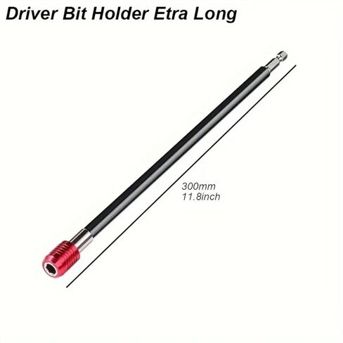 1PCS Long Magnetic Hex Drill Bit Holder - Quick Release, 1/4" Shank Extension for Hard-to-Reach Areas, Durable Chrome Vanadium Steel, 11.8" Hand Tool in Saudi Arabia