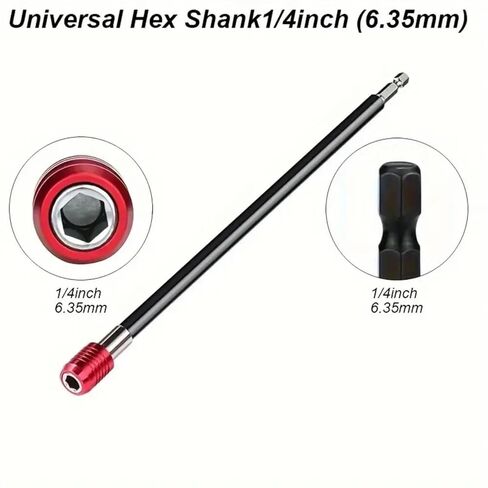 1PCS Long Magnetic Hex Drill Bit Holder - Quick Release, 1/4" Shank Extension for Hard-to-Reach Areas, Durable Chrome Vanadium Steel, 11.8" Hand Tool in Saudi Arabia