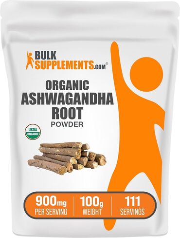 BulkSupplements.com مسحوق اشواغاندا عضوي - مكملات اشواغاندا عضوية، مصدرها جذر اشواغاندا - خالي من الغلوتين، 2 جرام لكل وجبة، 1 كجم (2.2 رطل) (عبوة من قطعة واحدة) in Saudi Arabia