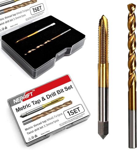 M4 x 0.7 صنبور لولبي ذو نقطة حلزونية ومجموعة رؤوس مثقاب ملتوية 3.3 مم، HSS 6542 وM35 أداة لولبية لآلة الكوبالت للفولاذ المقاوم للصدأ ومعالجة المعادن الصلبة in Saudi Arabia