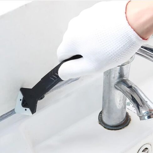Silicone removal tool set silicone wiper, 5-in-1 silicone gasket sealing nozzle, suitable for kitchen, bathroom, sink, window sealing, Black in Saudi Arabia