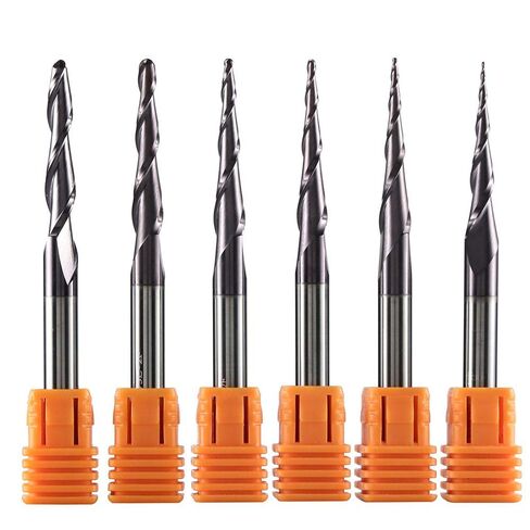1pcs 6mm Shank Tapered Ball Nose End Mill R0.25-R2 Spiral CNC Router Bit 2-Flute Solid Carbide Milling Cutter for 2D and 3D Engraving(R0.5-30.5-D6) in Saudi Arabia
