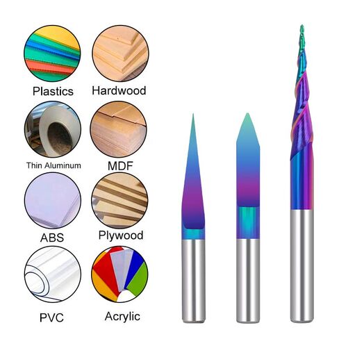 3pcs Nano Blue Coat End Mill CNC Router Bits，CNC Engraving Bit R0.25 2 Flute Ball Nose in Saudi Arabia