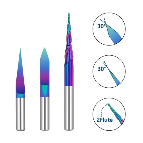 3pcs Nano Blue Coat End Mill CNC Router Bits，CNC Engraving Bit R0.25 2 Flute Ball Nose in Saudi Arabia