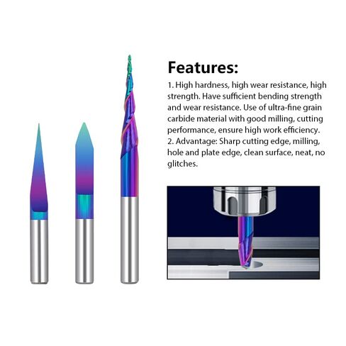 3pcs Nano Blue Coat End Mill CNC Router Bits，CNC Engraving Bit R0.25 2 Flute Ball Nose in Saudi Arabia