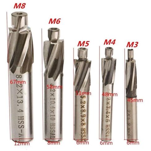 5pcs Milling Cutter 4 Flutes Countersink End Mill HSS-AL M3-M8 Slot Drill Bits Tool for Aluminum Steel Cast Iron in Saudi Arabia
