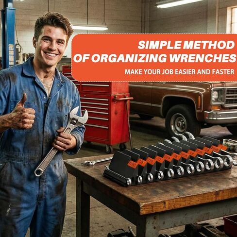 32 قطعة من حامل مفتاح الربط المعياري - منظمات أدوات مفتاح الربط لتخزين أدراج الأدوات، مجموعة تخزين مفتاح الربط مع ملصق متري وSAE، هدية أداة رف مفتاح الربط للميكانيكيين، الأب، الرجال، أسود in Saudi Arabia