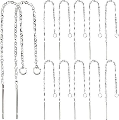 2 لون 8pcs threader أقراط الفولاذ المقاوم للصدأ الحرك الخيط للنساء in Kuwait