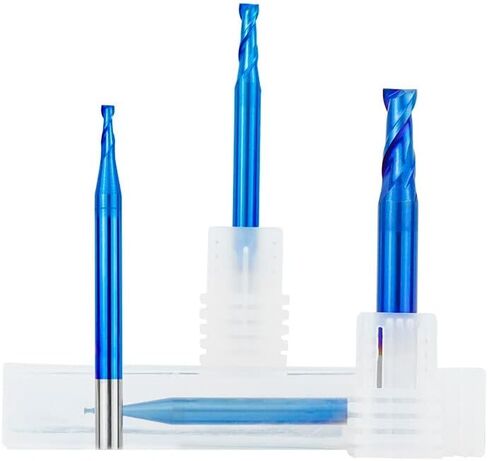LYZYSNEJ 8Pcs 2-Flute Flat Nose Carbide End Mill 2-12mm CNC Machine Router Bit CNC Machine Tools Nano Blue Coated End Mill for Wood Metal Working in Kuwait