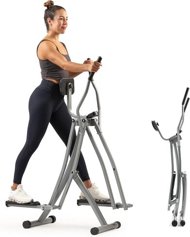 Sunny Health & Fitness Air Smart Air Walk Ellimptical ، آلة قابلة للطي مع خطوة 30 بوصة ، Cardio Cross Trainer Glider لممارسة التمرينات المنزلية ، رابط Bluetooth Sunnyfit المجاني ، مقاومة قابلة للتعديل اختياري in Kuwait