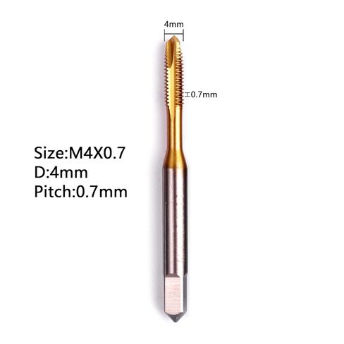 LWCUSNJ 2 قطعة M4 x 0.7 صنبور حلزوني، مطلي بالتيتانيوم، HSS 6542(M2)، صنبور لولبي بقابس حلزوني، لقمة نقر مترية لإصلاح الخيوط (M4 x 0.7) in Kuwait