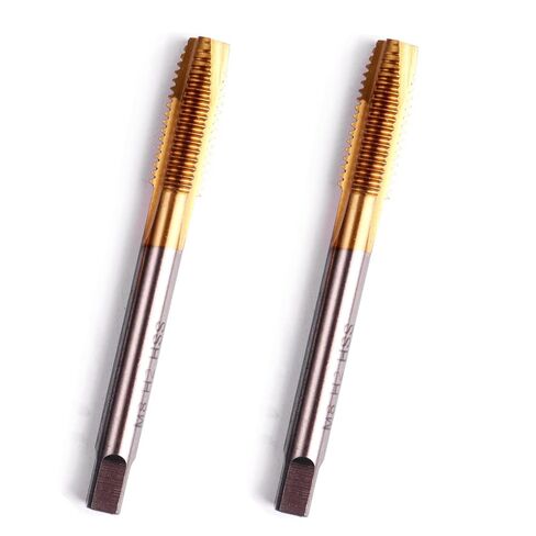 LWCUSNJ 2 قطعة M4 x 0.7 صنبور حلزوني، مطلي بالتيتانيوم، HSS 6542(M2)، صنبور لولبي بقابس حلزوني، لقمة نقر مترية لإصلاح الخيوط (M4 x 0.7) in Kuwait