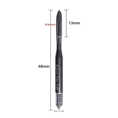 LWCUSNJ 2 قطعة M3 x 0.5 صنبور حلزوني، مطلي بـ TICN، HSS 6542(M2)، صنبور لولبي بقابس حلزوني، لقمة نقر مترية لإصلاح الخيوط (M3 x 0.5) in Kuwait