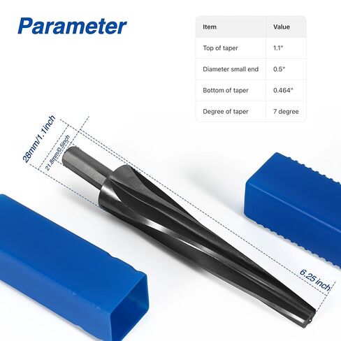 7 Degree Ball Joint Tapered Reamer, 6542 High-Speed Tool Steel Tapered Ball Joint Reamer, Universal Reamer Tie Rod Drill Bit for 1-1/2" Per Foot, Sharp Ball Joint Blade, Precise Size in Saudi Arabia