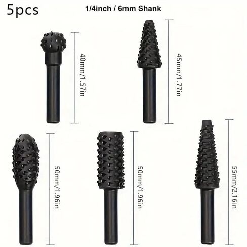 5PCS 1/4" 6mm Rotary Rasp Drill Bit Set, File Rasp Drill Bit - for Engraving Polishing Grinding in Saudi Arabia