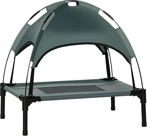 PawHut Elevated Dog Bed with Removable Canopy, Outdoor Dog Cot with UV Protection Canopy Shade, 30 inch Pet Bed for Camping, Gray in Kuwait
