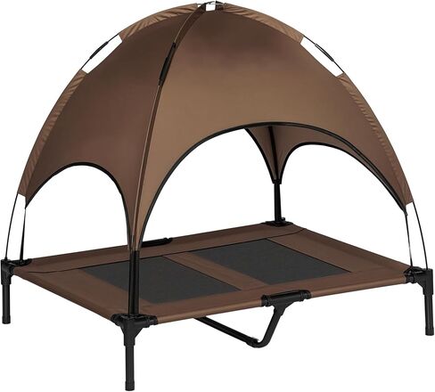 PawHut Elevated Dog Bed with Removable Canopy, Outdoor Dog Cot with UV Protection Canopy Shade, 30 inch Pet Bed for Camping, Gray in Kuwait