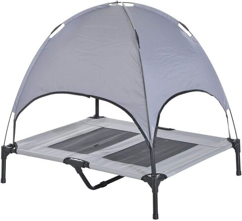 PawHut Elevated Dog Bed with Removable Canopy, Outdoor Dog Cot with UV Protection Canopy Shade, 30 inch Pet Bed for Camping, Gray in Kuwait