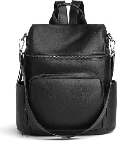 Backpack Purse for Women Leather Convertible Travel Backpack Fashion Designer Large Shoulder Bags Two Toned Coffee in Saudi Arabia
