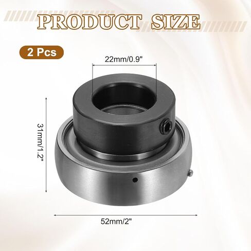 uxcell 2Pcs SA205-014 Insert Bearing 0.9" Bore, Spherical Insert Bearing Chrome Steel (GCR15) with Eccentric Locking Collar in Saudi Arabia
