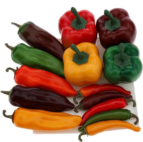 8pcs Artificial Big Bell Red Pepper Decoration Fake Vegetable Home Kitchen Cabinet Food Toy Model in Saudi Arabia