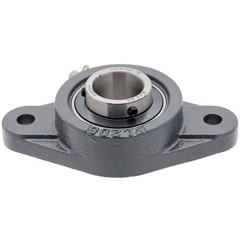 [2-Pack] UCFL206-19 - 2-Bolt Flange-Mount Ball Bearing Unit, Insert Bearing UC206-19, Cast Iron Housing FL206, Bore 1.1875", Set Screw Locking, Contact with Flinger Seal, Bolt Hole Size 11.5mm in Kuwait