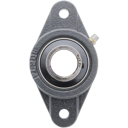 [2-Pack] UCFL206-19 - 2-Bolt Flange-Mount Ball Bearing Unit, Insert Bearing UC206-19, Cast Iron Housing FL206, Bore 1.1875", Set Screw Locking, Contact with Flinger Seal, Bolt Hole Size 11.5mm in Kuwait