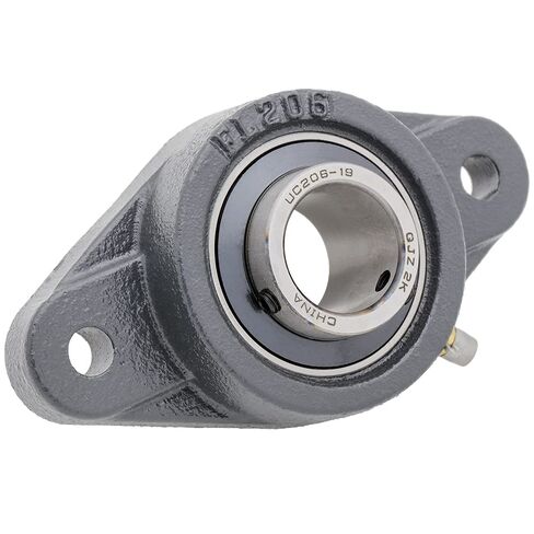 [2-Pack] UCFL206-19 - 2-Bolt Flange-Mount Ball Bearing Unit, Insert Bearing UC206-19, Cast Iron Housing FL206, Bore 1.1875", Set Screw Locking, Contact with Flinger Seal, Bolt Hole Size 11.5mm in Kuwait