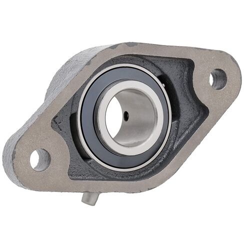 [2-Pack] UCFL206-19 - 2-Bolt Flange-Mount Ball Bearing Unit, Insert Bearing UC206-19, Cast Iron Housing FL206, Bore 1.1875", Set Screw Locking, Contact with Flinger Seal, Bolt Hole Size 11.5mm in Kuwait